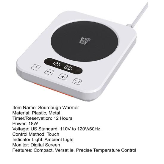 Riscaldatore Rapido per Lievito Madre con Controllo Preciso della Temperatura, Riscaldatore per Impasto Sicuro a Basso Consumo, Riscaldatore per Lievitazione Impasti per Fermentazione