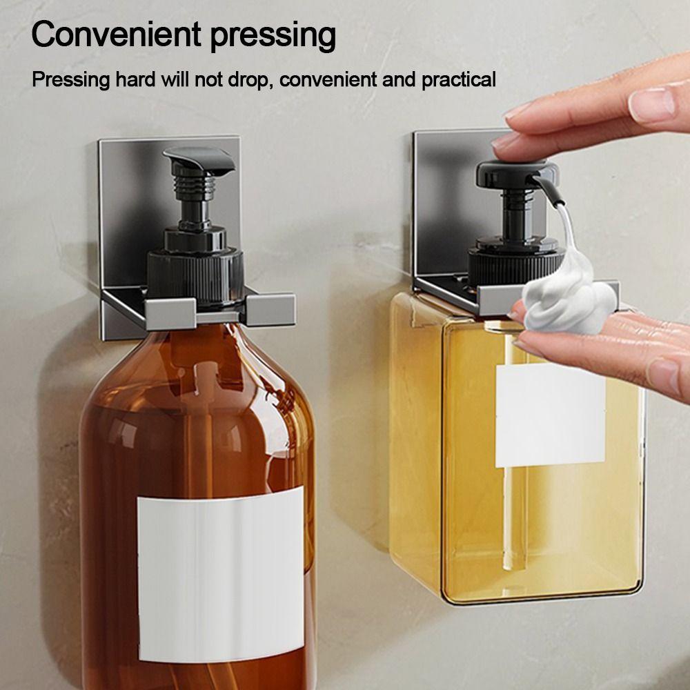 Wall Mount Soap Bottle Holder Durable Metal Bottle Hanger Stand Shower Gel Bottle Hanger Rack Bathroom Kitchen Organizer Shelves