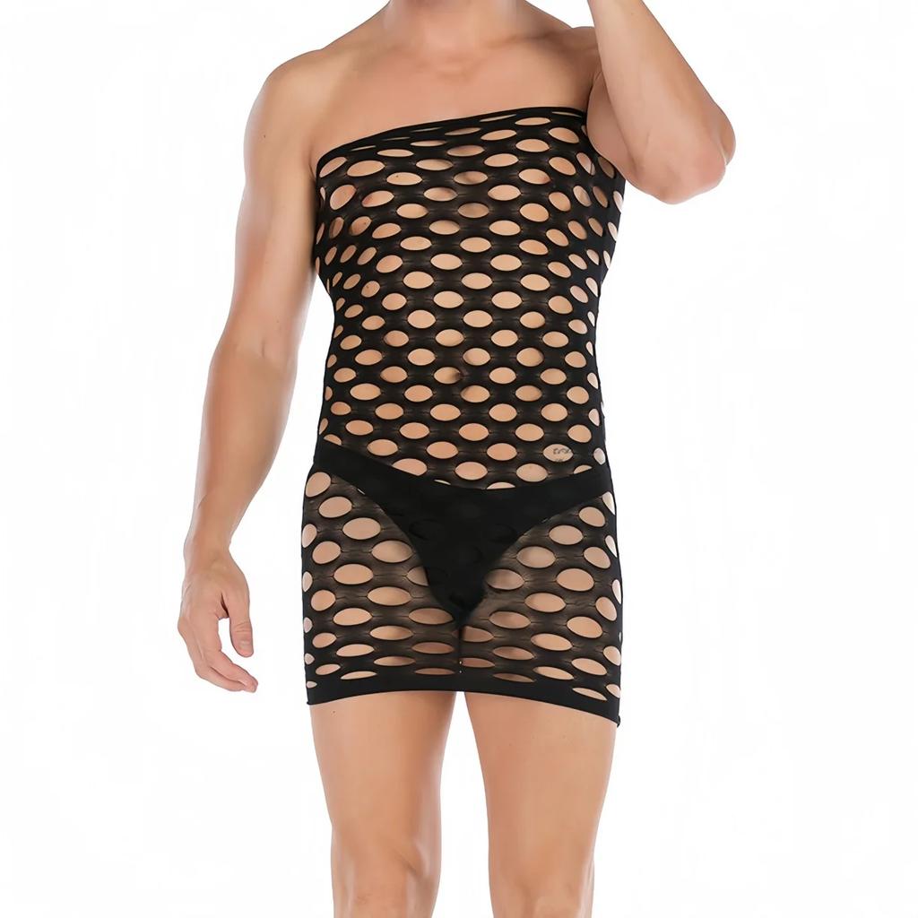 40-100KG Plus Size Mesh Erotic Dress Bodystockings Lingerie Sexy Open Bra Crotchless Female Fishnet Dress Underwear for Women Men