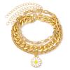 Classic For Holidays For Daily Wear Women's Stackable Bracelet A Gift Daisy Pendant Simple Chain Design Suitable 3pcs/set  Jewelry