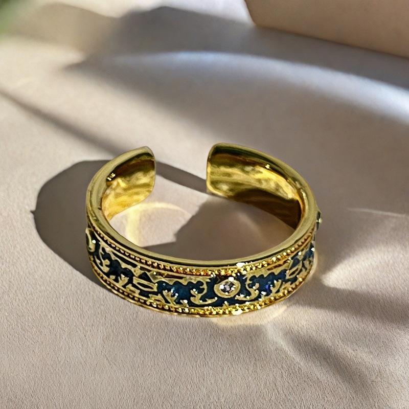 Blind Box Paar, Pfirsichblüten Tropföl Schmetterlingsring, Mittelalterliches Französisches Retro Nischendesign, Leichter Luxusring für Frauen