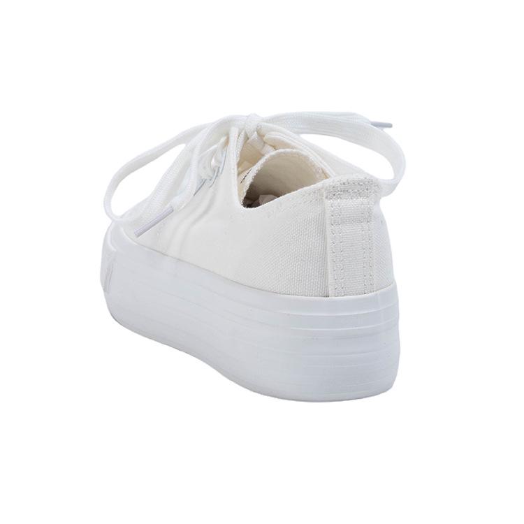 Korean Style Girls' Cute White Canvas Shoes 2025 - Versatile, Thick-Soled Casual Sneakers