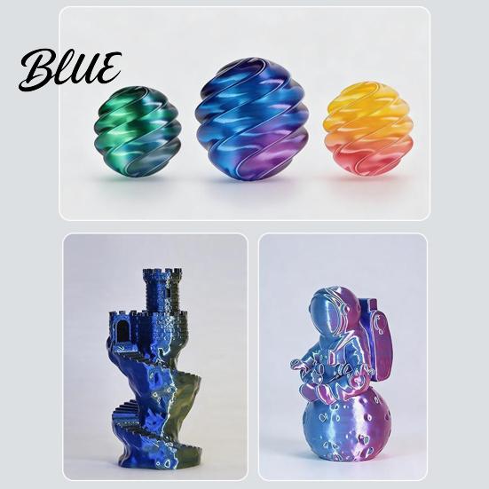 1.75mm PLA Filament Three-Color Gradient Silk Filament 1Kg Spool Shiny Multicolor Low Warpage 3D Printer for DIY Printing Figurines Models