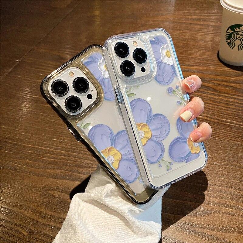 Oil Painting Flower Phone Case For iPhone 14 Pro Max Case For iPhone 11 12 13 Pro Max XR XS Max 7 8 14 Plus SE Shockproof Cover