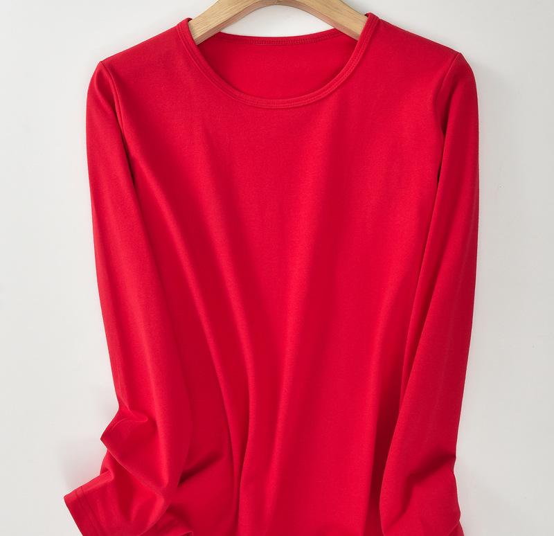 Plus Size Damen-Herbsttop mit Rundhalsausschnitt - 95 % Lycra-Baumwolle, hochelastisch, lange Ärmel, warm.