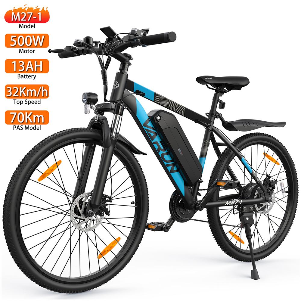 E-Bike für Erwachsene VARUN 27,5" 500W Motor City E-Bike 48V 13AH Max. Reichweite 70km Zuladung 150kg 21 Gänge M27