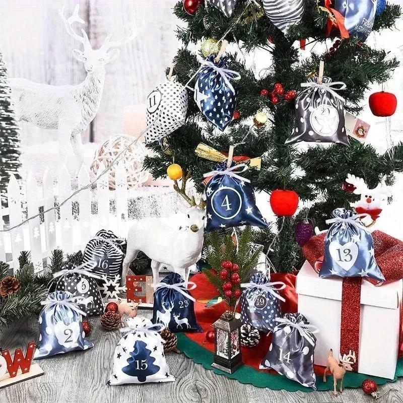 24 Stück/Set Adventskalender Geschenktüte 2024 Weihnachtsdekoration Kerst Decoratie Weihnachtsdekoration DIY-Schmuck Xmas Navidad 2025