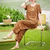 Women's Summer Printed 2-Piece Outfit, Plus Size Casual Short Sleeve Top & Pants Set (XL-5XL)