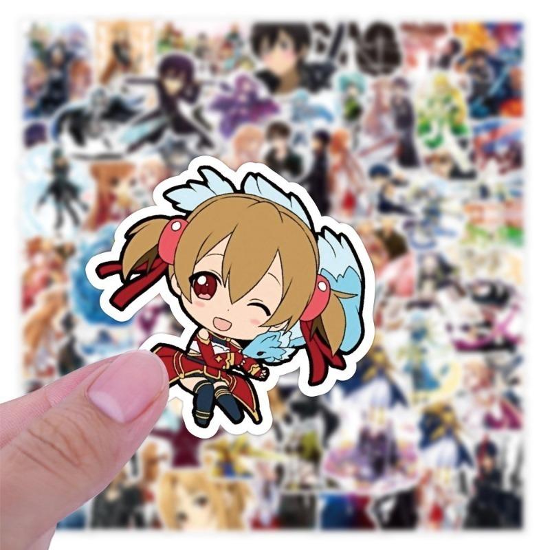 50pcs Sword Art Online Anime Stickers DIY Laptop Suitcase Luggage Skateboard Cartoon Asuna Kirito SAO Decals Gift Toy