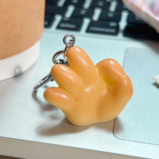 Pingente de Bolsa Realista Múltiplos Gestos Forma de Mão OK Chaveiro de Resina Alta Simulação Charme de Pão Porta-Chaves