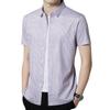 Summer Middle-aged Men's Short-sleeved Shirt Mulberry Silk Fashion Plaid Thin Poio Shirt Casual Shirt