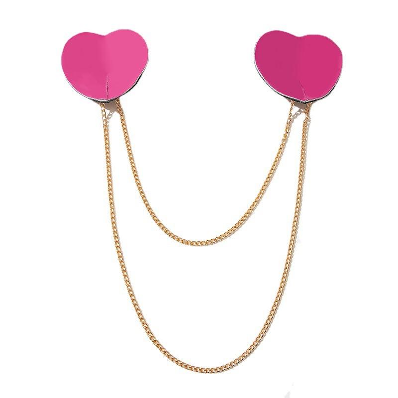 European and American sexy flirting love chest milk sticker sex jewelry metal strap leather creative three-dimensional breast cover chain
