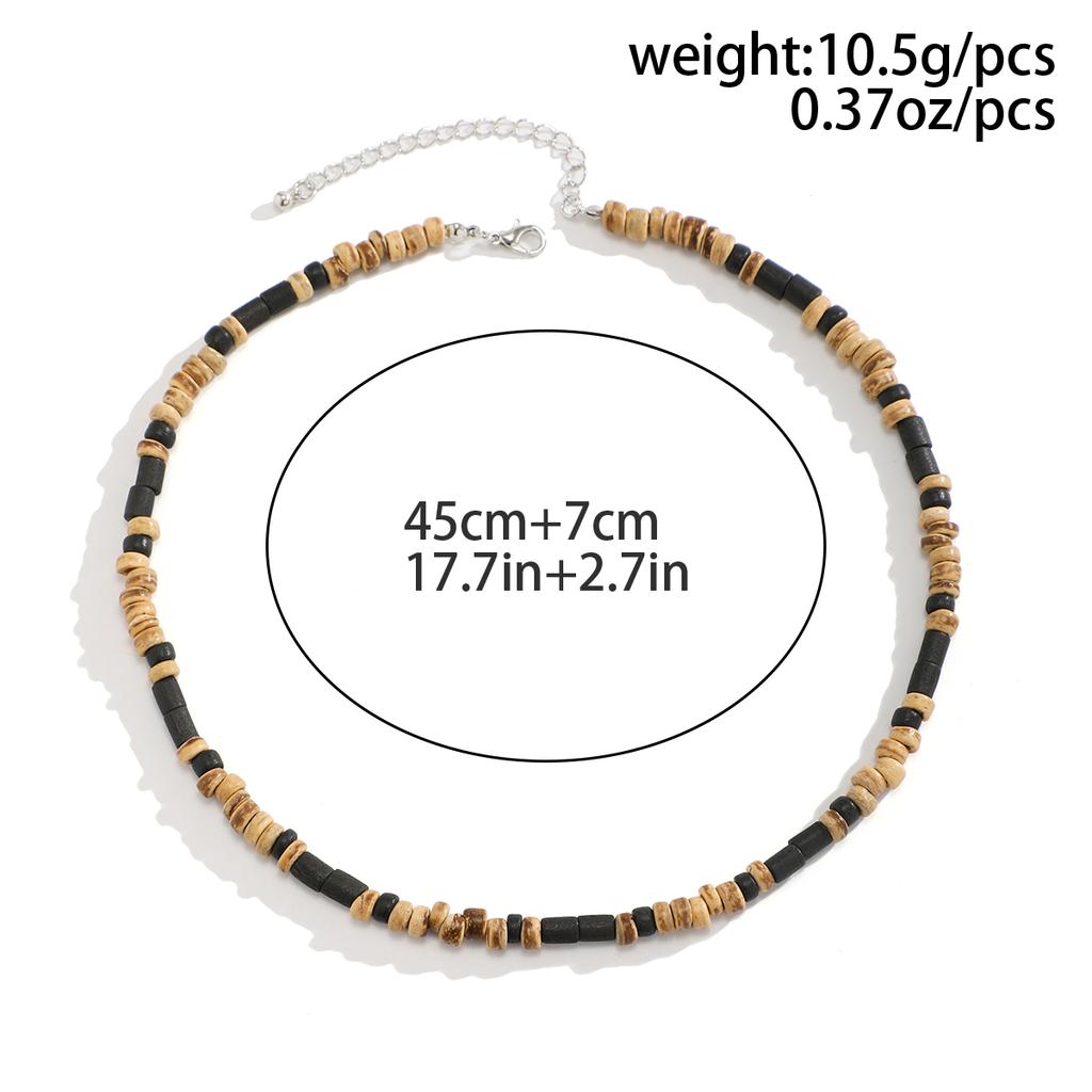 Brown and Black Small Beaded Chain Necklace Men Trendy Wood Beads Short Choker Necklace Collar on Neck 2023 Fashion Jewelry Male