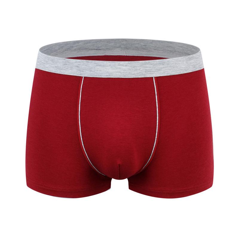 

Хлопковые мужские боксеры, вентилируемые трусы-боксеры больших размеров, однотонное мягкое нижнее белье XL вино красного