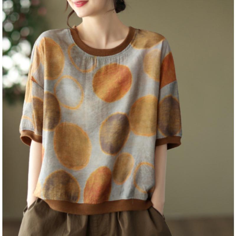 Summer Women's Short-sleeved Loose Round Neck Printed T-shirt