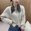 DAFIFY Women's Fashion Casual Fall Winter Solid Color Print Long Sleeve POLO Neck Sweaters