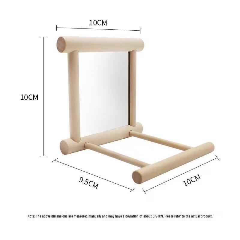 Parrot Mirror with Prickly Ash Wood Perch and Swing Toy