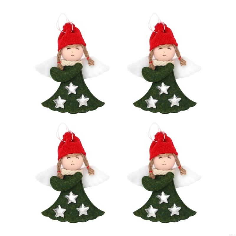 

4Pcs Festival Angel Wing Ornaments For Christmas Tree Decoration Easy Hanging Design Polyester Holiday Decorations HX6C зелений