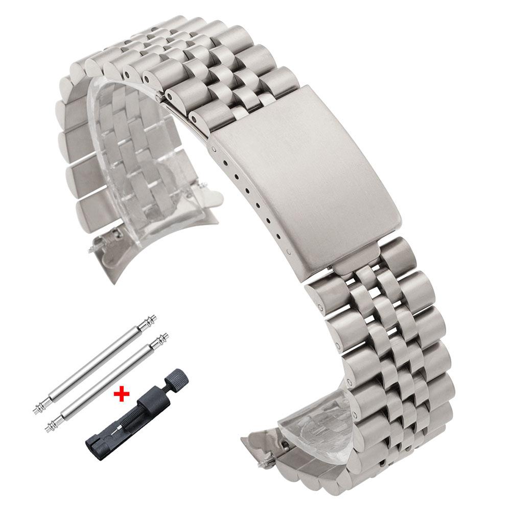 Curved End Metal Strap 18mm 19mm 20mm 21mm for Rolex DATEJUST Watchbands Men Solid Stainless Steel Watch Bracelet Accessories