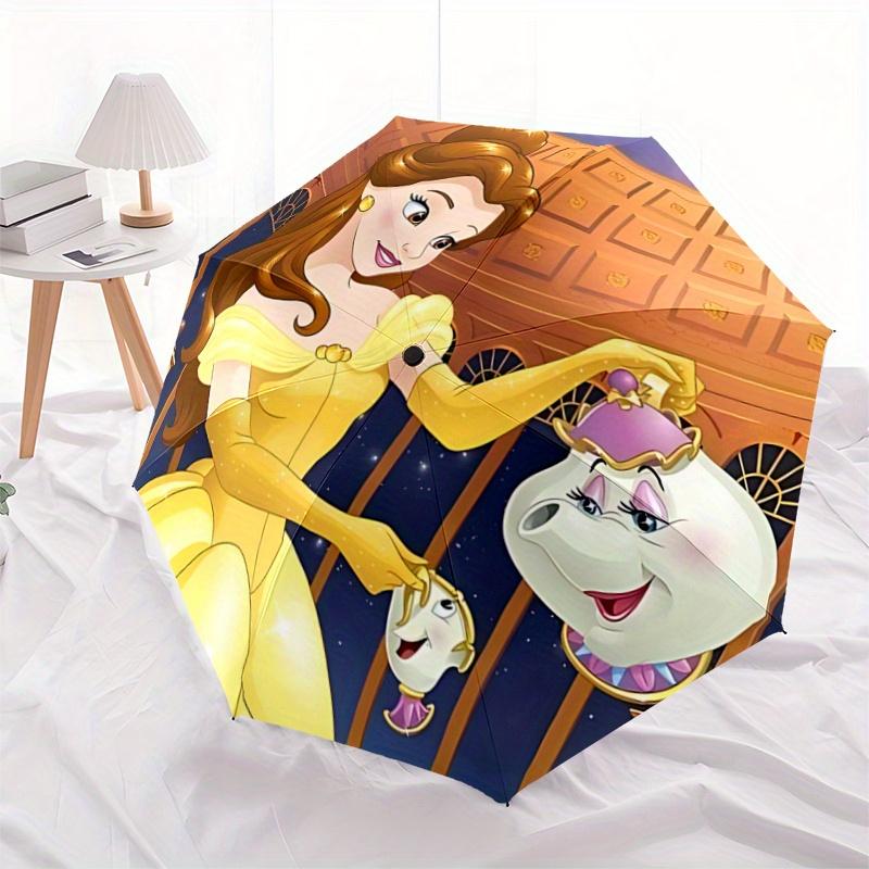 

1pc Beauty and the Beast: Belle s Magical Umbrella - Auto Open Close, Portable 3-Fold Design, 8-Bone Iron Frame, Outdoor Umbrella, Perfect G