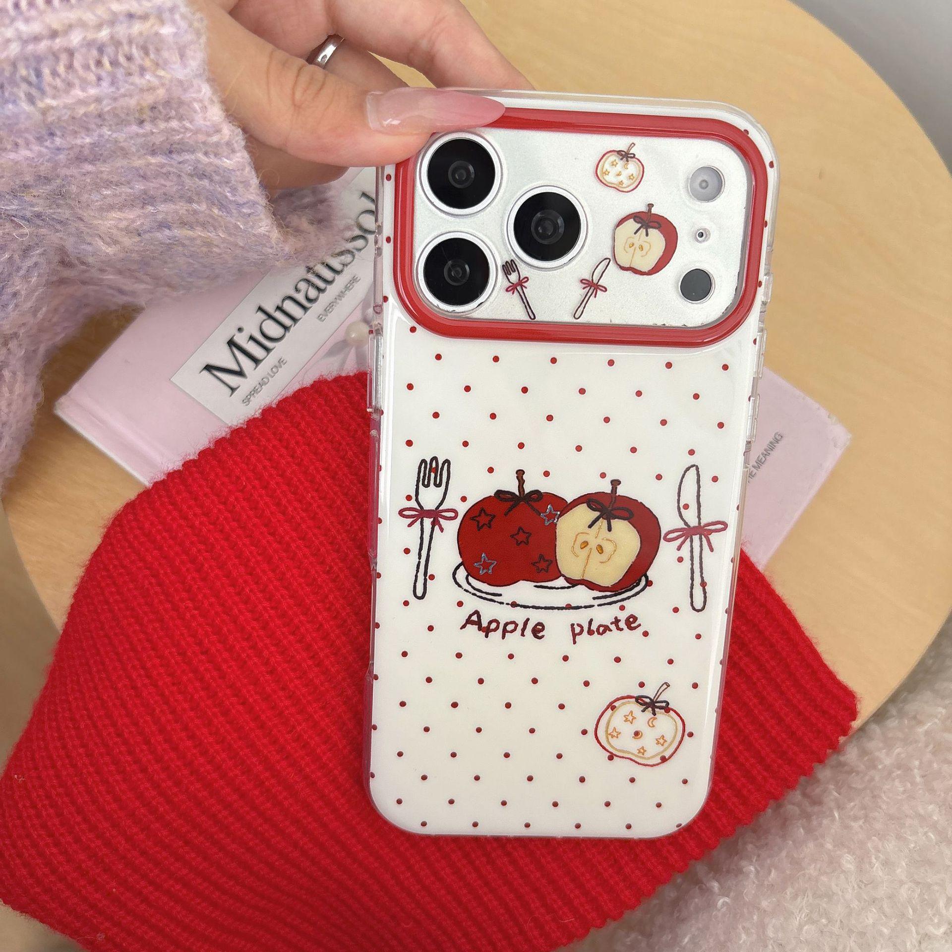 Korean Style Polka Dot Design Phone Case for Apple 17 Pro Max & iPhone 16, Double Layer IMD 14/15 17 Pro without packaging
