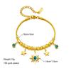 [Titanium Steel Colorfast Geometric Turquoise Oval Sun Star Pendant Charm Bracelet]