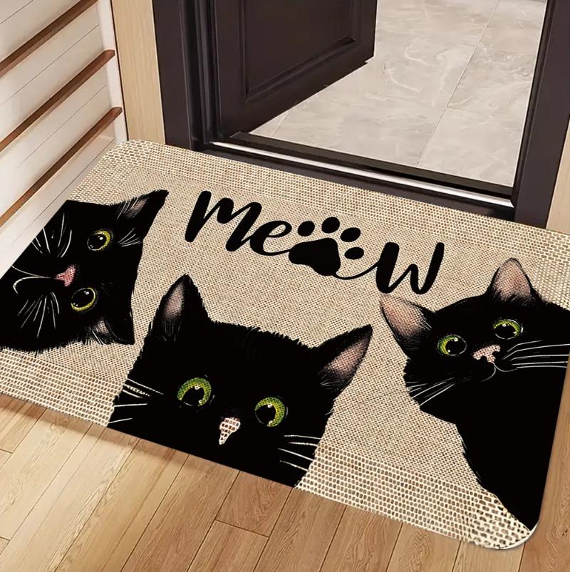 Cute Cat Pattern Entrance Door Mat Welcome Mat Bathroom Kitchen Non-slip Floor Carpet Washable Bedroom Home Decoration Small Rug