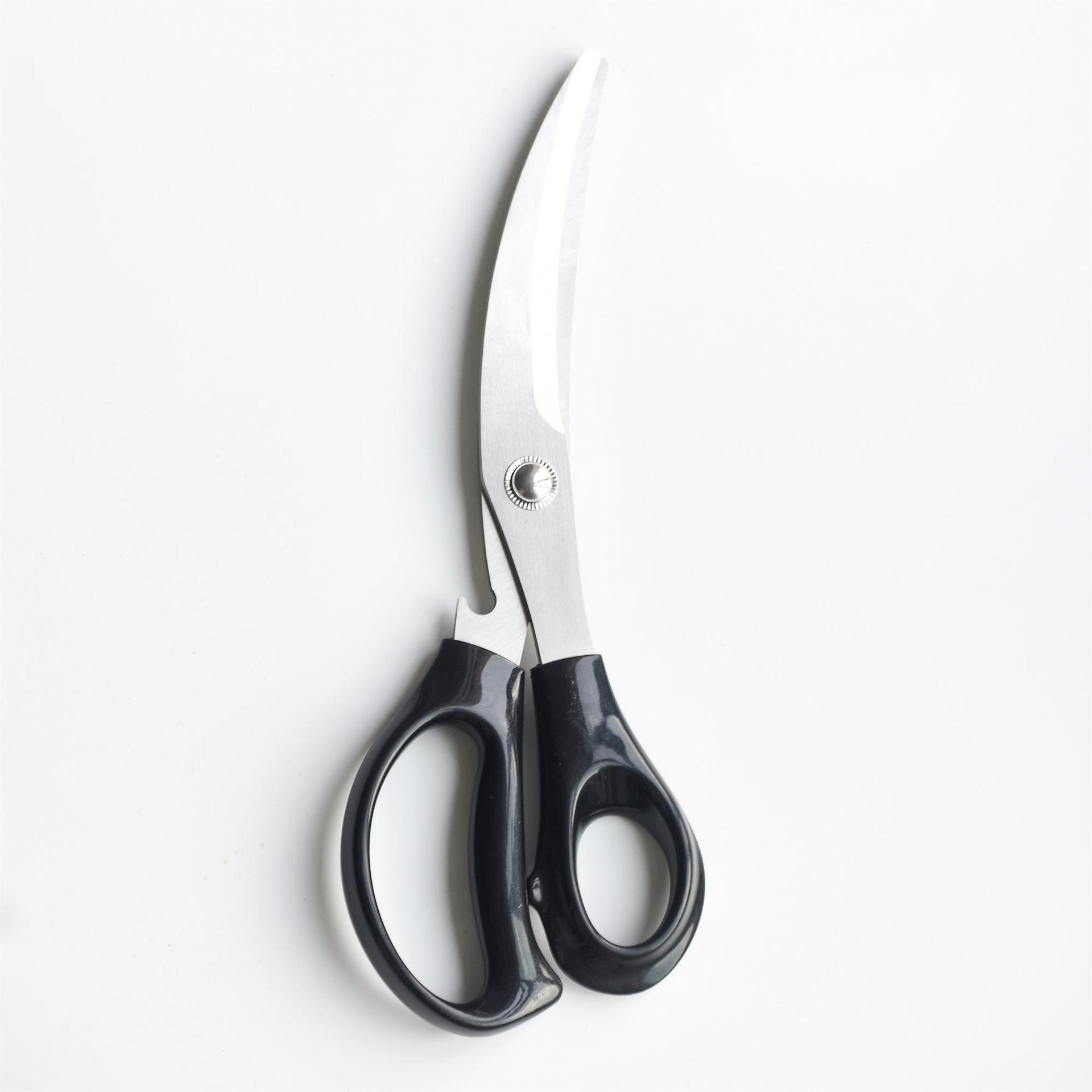 

Корейские ножницы для барбекю из нержавеющей стали, кухонные ножницы, которые могут открывать крышки бутылок вина Mirror handle opp bag чёрный