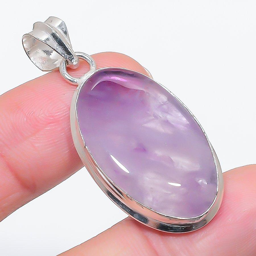 

Natural Sage Amethyst Gemstone 925 Sterling Silver Jewelry Pendant 1.81 D8g62