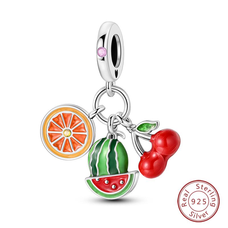 Copper Little Bear Soft Candy Coffee Strawberry Cake Afternoon Tea Charms Beads Fit Qikaola Bracelets Diy Jewelry