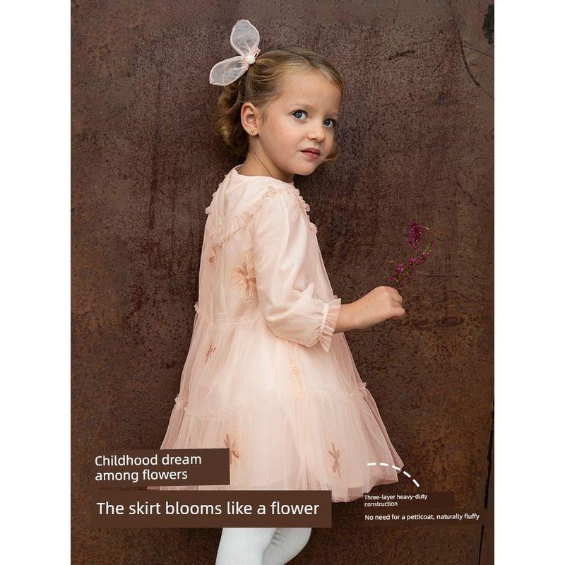 David Bella Girls' Mesh Dress 2026 Spring New Style Baby Children's Clothing Princess Dress Children's Fashionable Dress