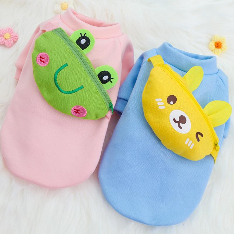 Dog cat zipper cute cat clothes pet supplies autumn and winter frog warmth than bear fighting dog backpack clothes