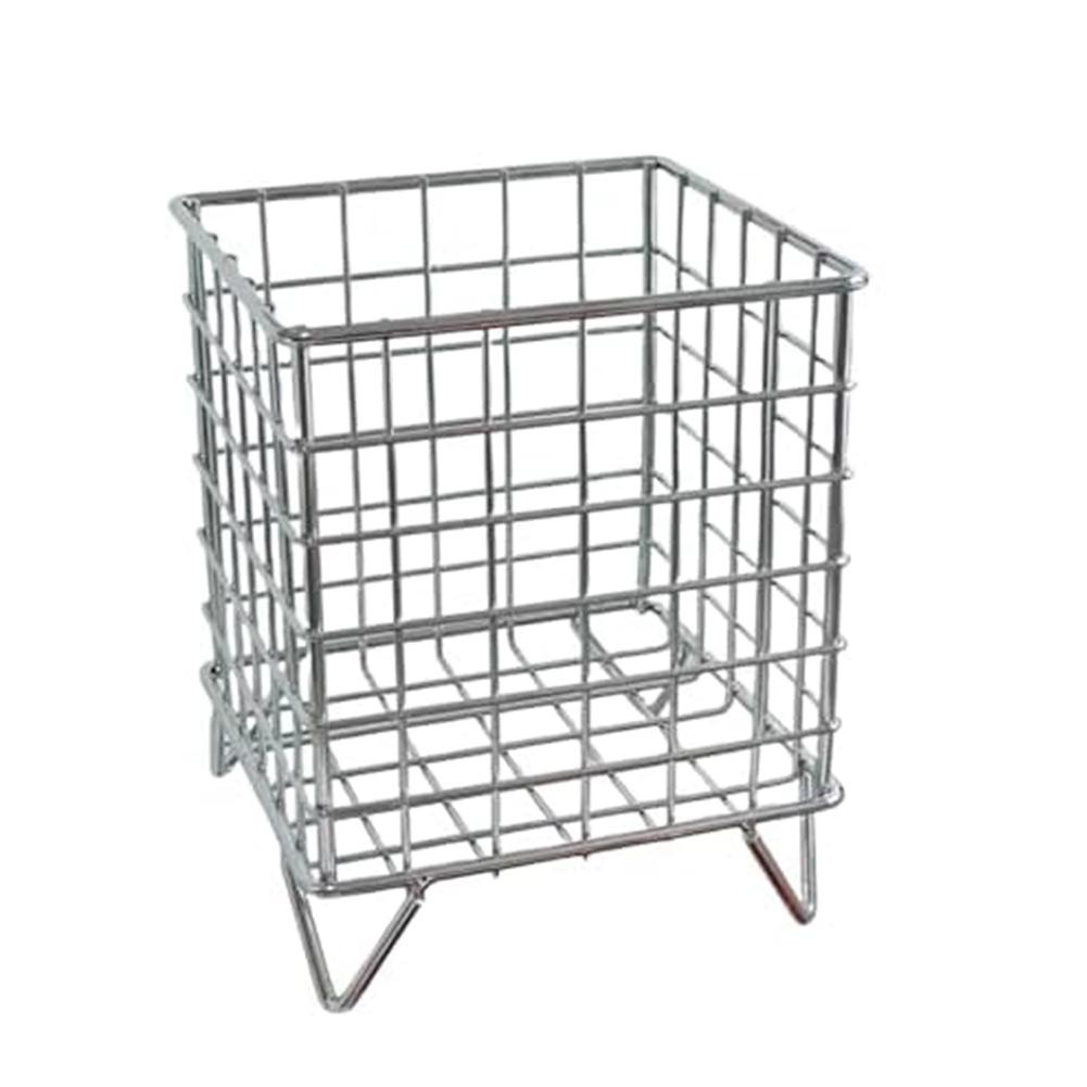 

Square Silver Mesh Metal Basket for Office Desk Organizer Hollow Design Lightweight Rust Resistant for Daily Use