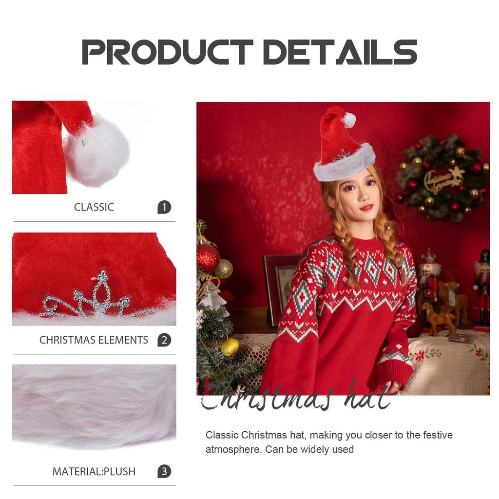 Christmas Hat Santa Hat Soft Comfortable Holiday Party Supplies Unisex Xmas Cap Warm Festive Headwear Decoration