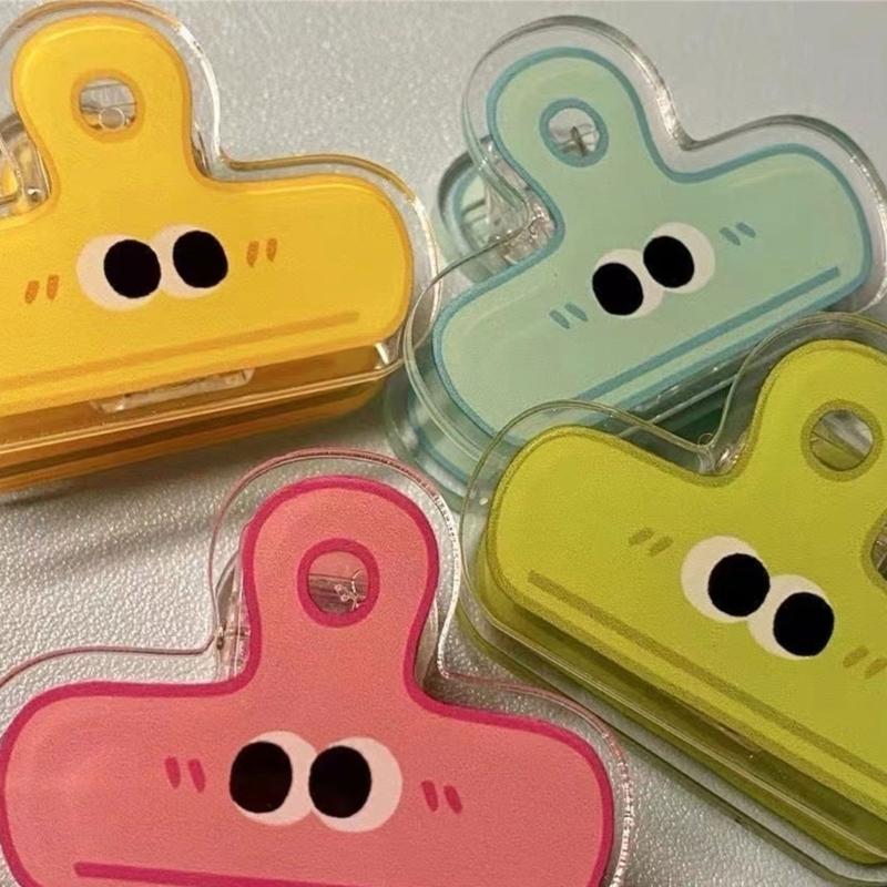 Cartoon Big Eye Acrylic Paper Clip Acrylic Paper Clamp for Food Bag Photo File Receipt Drawing Board Kitchen Office Use
