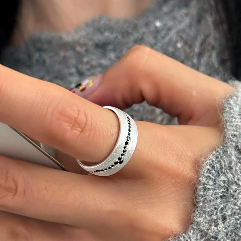 Minimalist Handmade Simple Black Zircon Dot Rings For Women Vintage Fashion New Jewelry Gift Party Birthday anillos