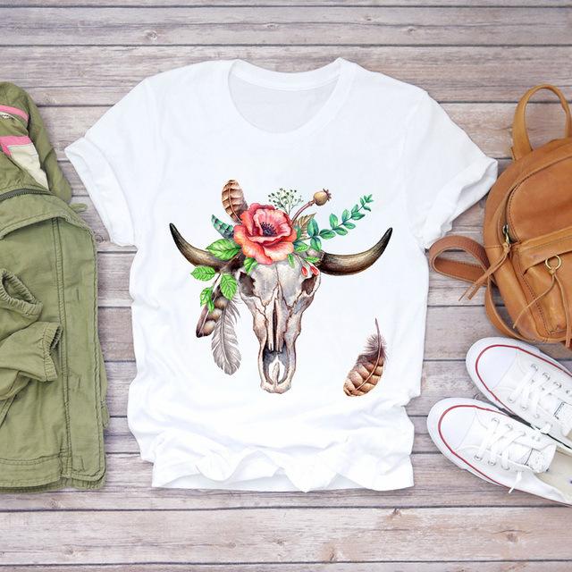 GMXIA женские модные повседневные летние весенние футболки с круглым вырезом и рисунком — фото 10