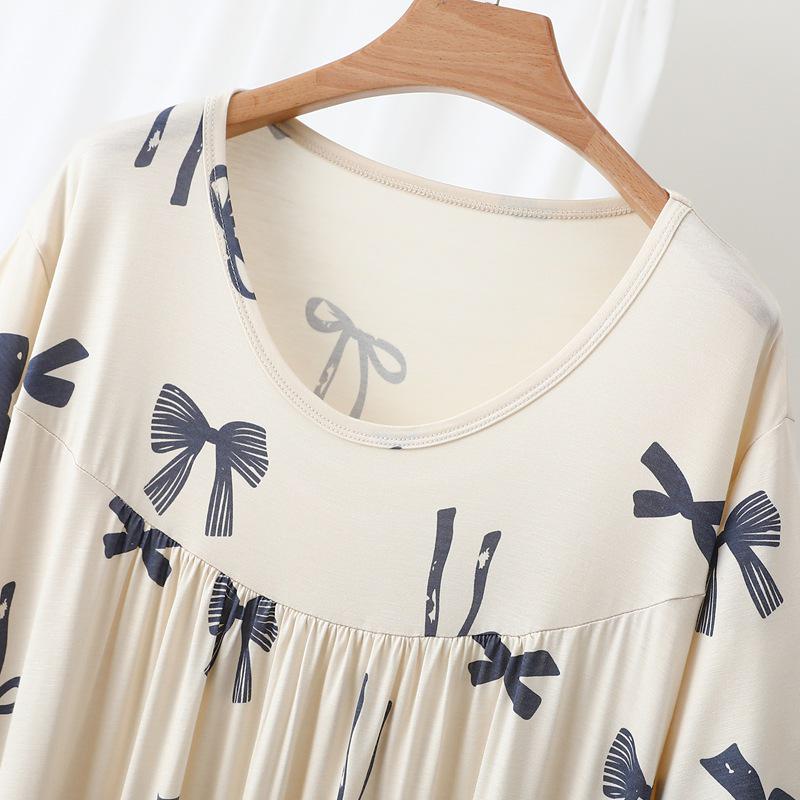 Women's V-Neck Modal Nightgown Dress - Plus Size, Lightweight, Indoor/Outdoor Wear for Spring & Summer