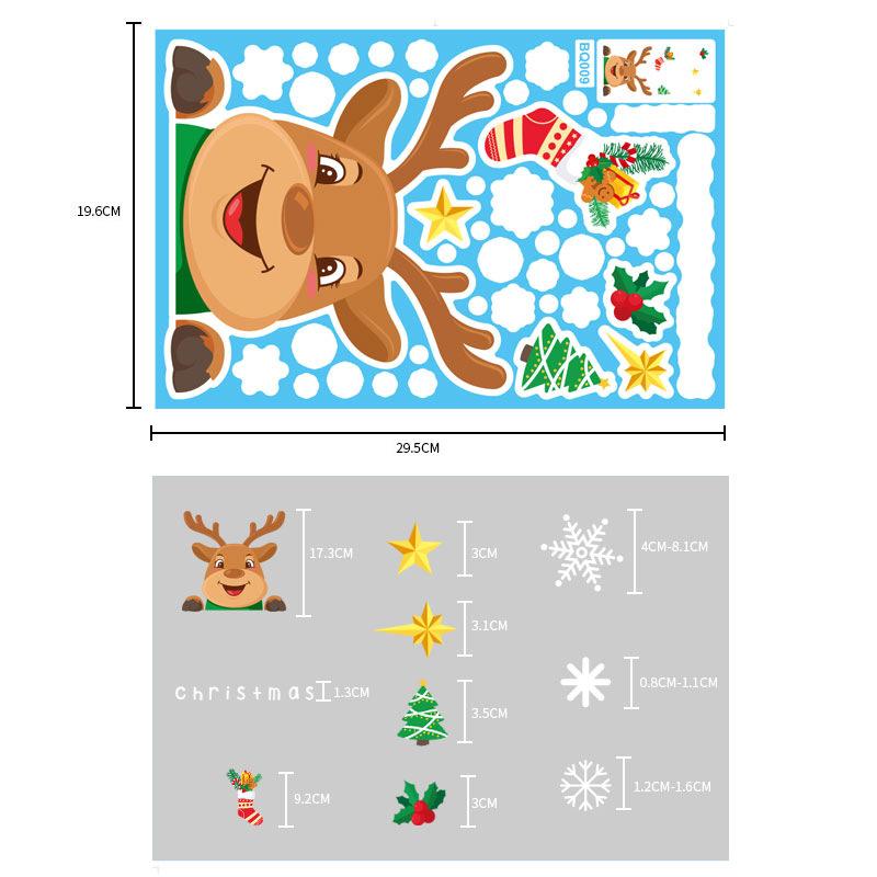 Weihnachtsspiegel-Aufkleber, Weihnachtsmann, Schneemann, Elch, Fensteraufkleber, Schneeflocke, Fensteraufkleber, Frohe Weihnachten, Frohes Neues Jahr 2025