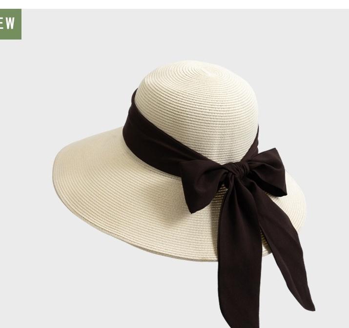 

Summer Wide-Brimmed Sun Hat with Bow Ribbon Holiday Outing Sun Protection Straw Fisherman s Hat One Size