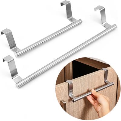 Stainless Steel Towel Rack Bathroom Towel Holder Stand Kitchen Cabinet Door Hanging Organizer Shelf Wall Mounted Towel Bar