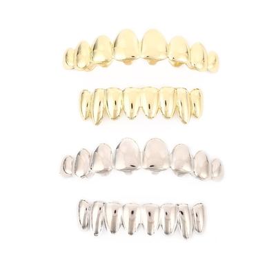 Removable Hip Hop Grillzs Set for Parties Concerts Costumes Top Bottom 8 Teeth Silver/Gold Tone Jewelry Accessories