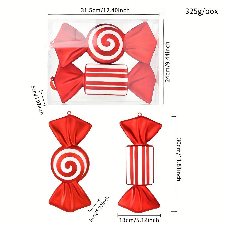 Vánoční dekorace 30cm červené cukroví rekvizity ozdoby na vánoční stromek, sada 2 kusů