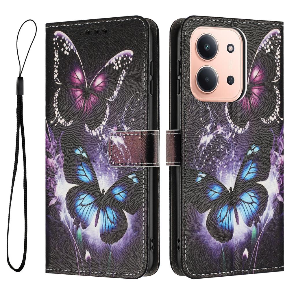 For Xiaomi Redmi 15C 4G (Global) (171mm)/Xiaomi Poco C85 4G Wallet Case Pattern Printing PU Leather Phone Cover with Lanyard