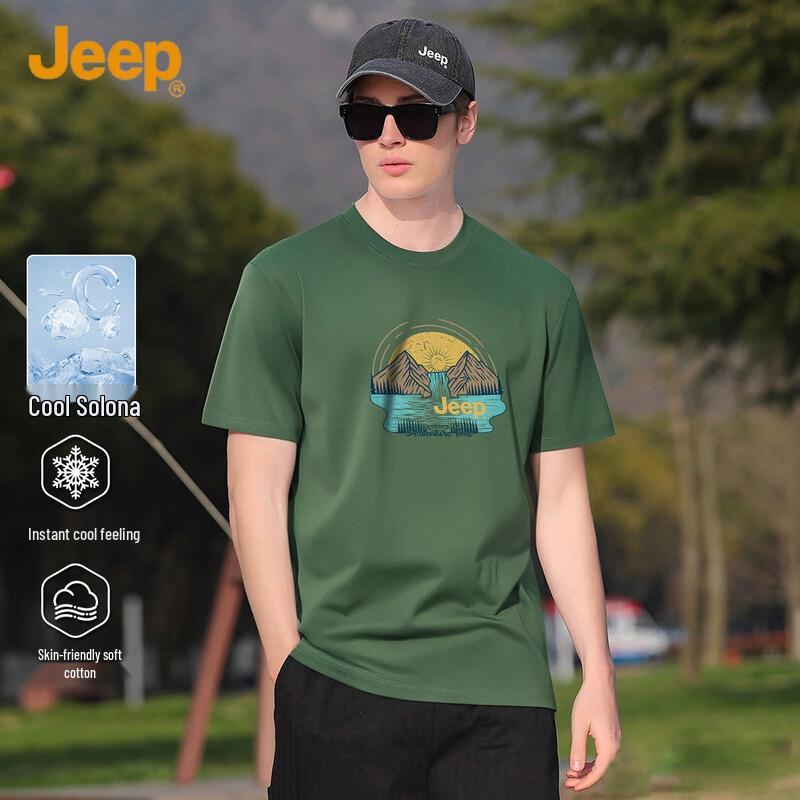 JEEP Men's Solid Casual Drop Shoulder T-shirt