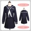 [FULL CHECK] Sailor Suit, Authentic School Uniform Costume with Pleated Skirt (XL, Navy Blue (Long Sleeve Top + Scarf + 80cm Skirt))