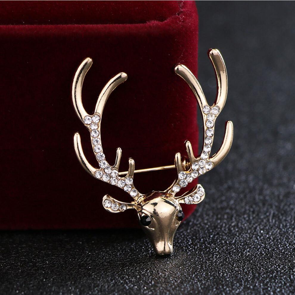 Deer Head Brooch with Antlers, Suitable for Wearing on Clothing