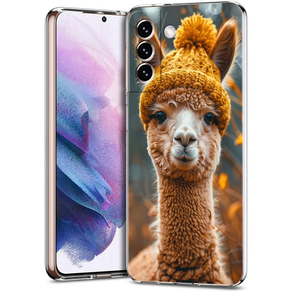 Phone Case For Samsung Galaxy S24 Ultra S23 FE S22 S20 S21 5G S10 S9 Plus S10E S8 Soft Silicone Clear Kawaii Alpaca lovely Cover