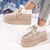 Fashion Women's Warm Snow Boots Winter New Round Toe Lace-Up Pile Front Platform Cotton Non-Slip Cotton Boots