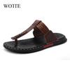 WOTTE Men Sandals 2024 Summer Cow Leather Fashion Classics Casual Men SFlip Flops Non-Slip Men Summer Shoes Chanclas Hombre